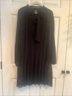 dkny women's long sleeve tie neck pleated dress DKNY NWT Women's Long Sleeve Tie Neck Pleated